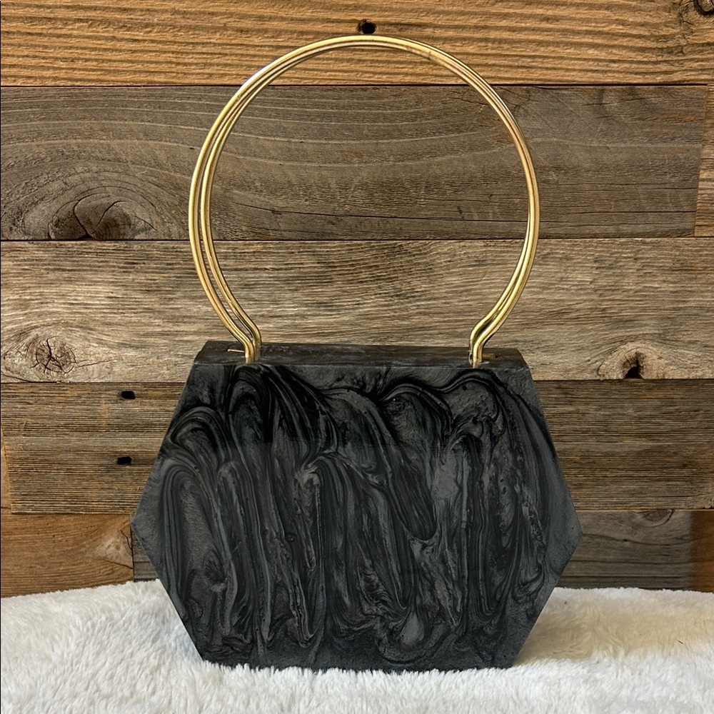 Ramla Black Acrylic Soho Clutch with Removable Chain Brand New!
